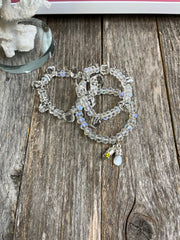 Chunky rock crystal quartz and mystic mermaid glass bracelet stack