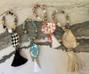 Medium size boho gemstone shell decoupage tassels