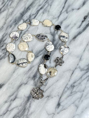 Gorgeous dendrite opal gemstone and diamond pendant necklace