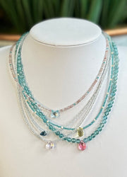 Semiprecious gemstone chokers with gemstone briolettes
