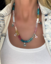 Candy Necklace - knotted rainbow gemstones and briolettes