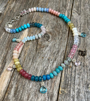 Candy Necklace - knotted rainbow gemstones and briolettes