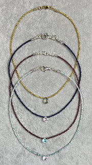 Semiprecious gemstone chokers with briolette  gemstone charms