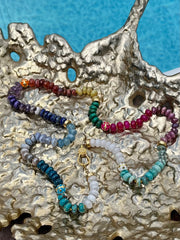 Newport Coast - hand-knotted semiprecious gemstone bead necklace with pave diamonds and pave diamond lobster clasp