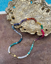 Newport Coast - hand-knotted semiprecious gemstone bead necklace with pave diamonds and pave diamond lobster clasp