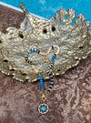 Ocean Voyage - Hand-knotted semiprecious gemstone bead necklace with pave diamond lobster clasp and pave diamond and enamel compass pendant