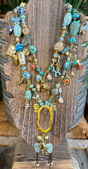 Funky Halloween Menagerie I - Gemstones, custom blown glass pieces in shades of blue and gold