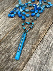 Mystic aqua blue moonstone gemstone bezel with pave diamond and turquoise pendant