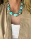 Vintage genuine turquoise gemstone bead necklace