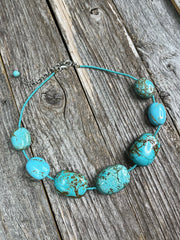 Vintage genuine turquoise gemstone bead necklace