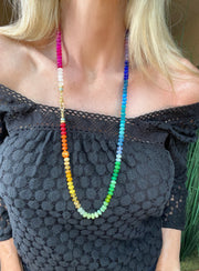 Islands In The Sun - Hand-knotted semiprecious rainbow gemstone bead necklace