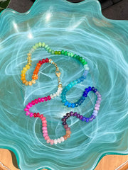 Islands In The Sun - Hand-knotted semiprecious rainbow gemstone bead necklace