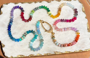 Paradise Cove - 35" Hand-knotted semiprecious gemstone beads with extra large diamond clasp