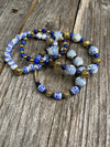 High-end Dutch Chinoiserie hand-painted porcelain and gemstone bead 4-piece bracelet stack