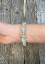 Aquamarine gemstone and diamond hand-knotted bracelet