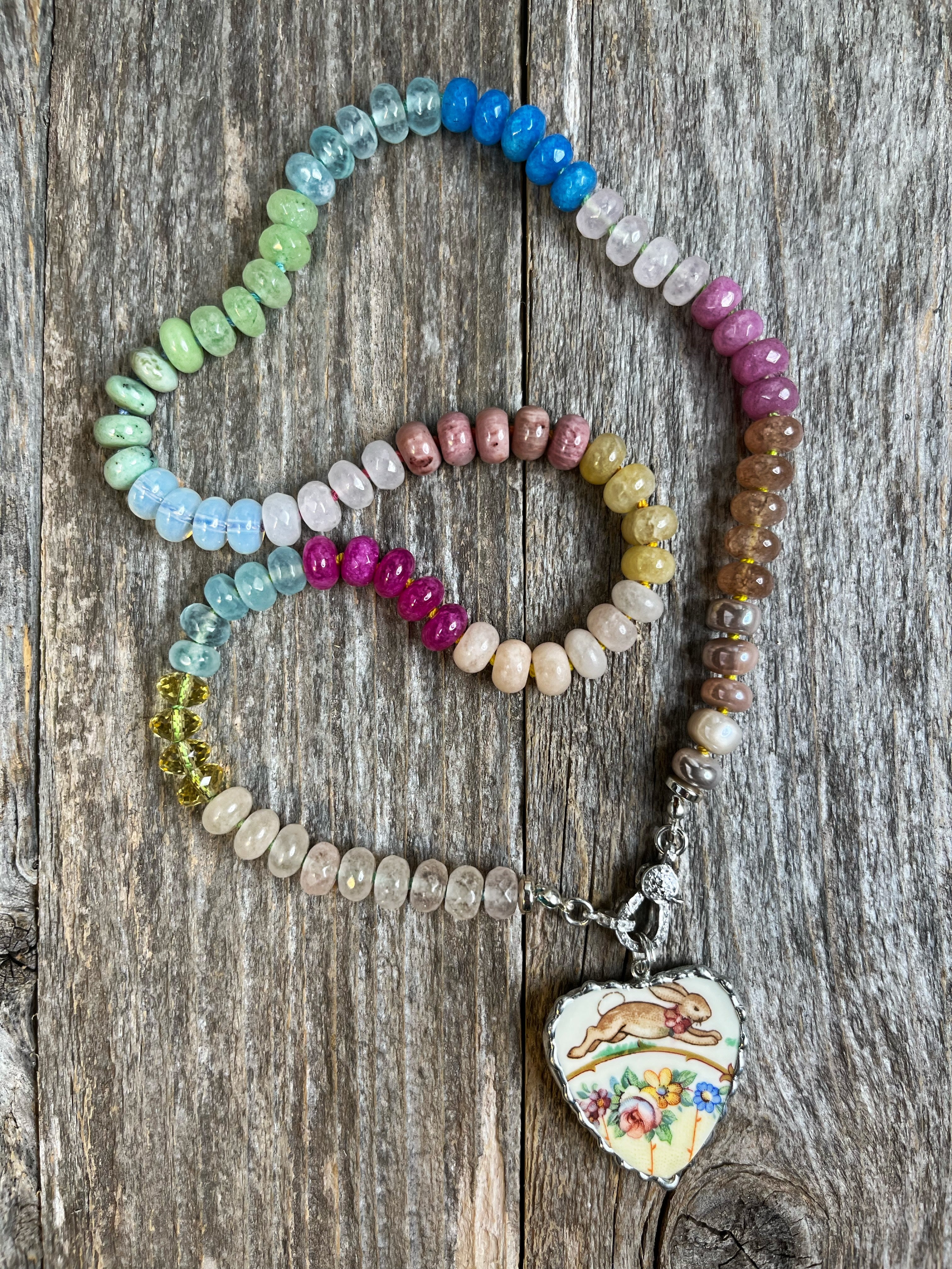 Classic Rainbow Semiprecious Beaded Necklace 18 | Encirkled Jewelry